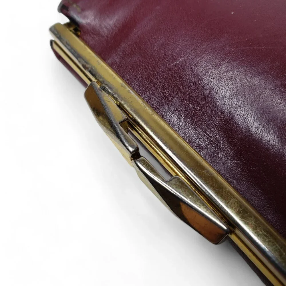 Vintage Bosca Wallet Women’s Burgundy Leather Bi Fold Snap Closure